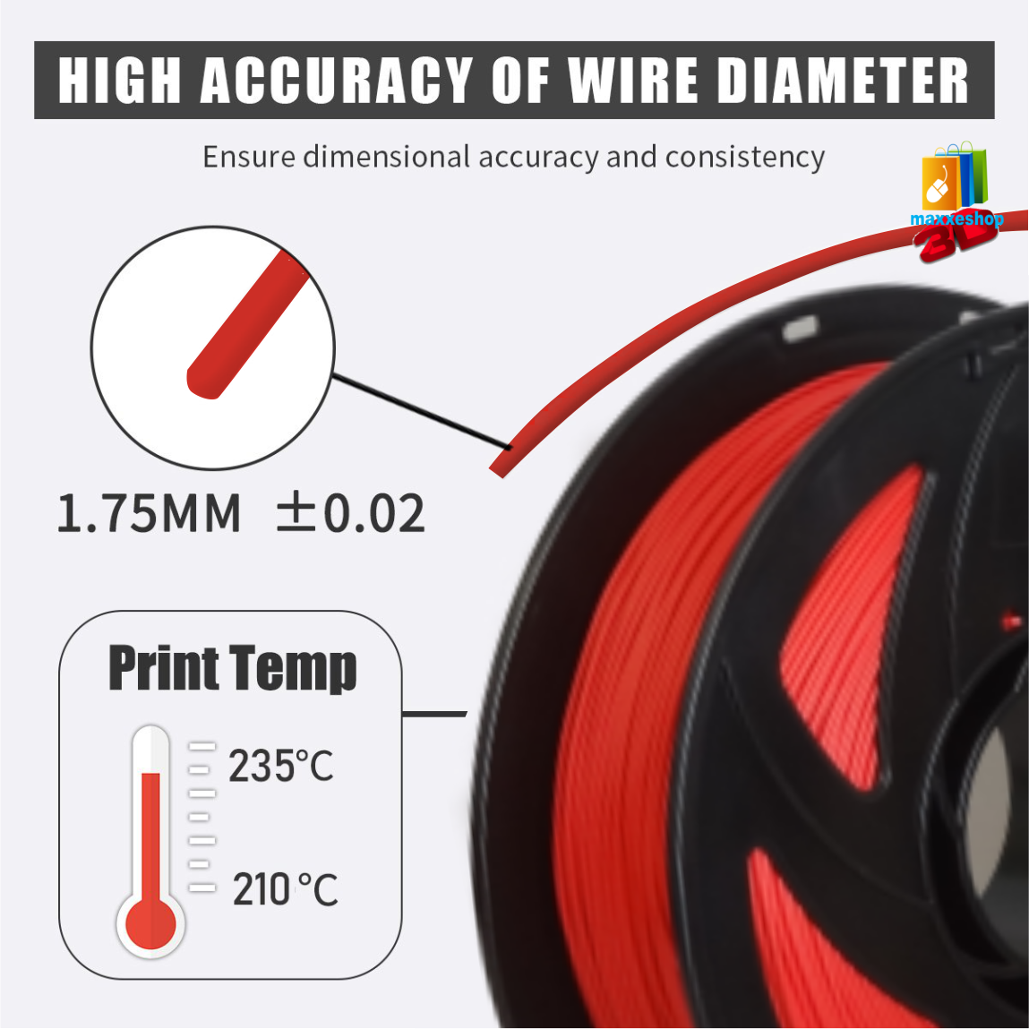 Bright Red PLA-Max 2